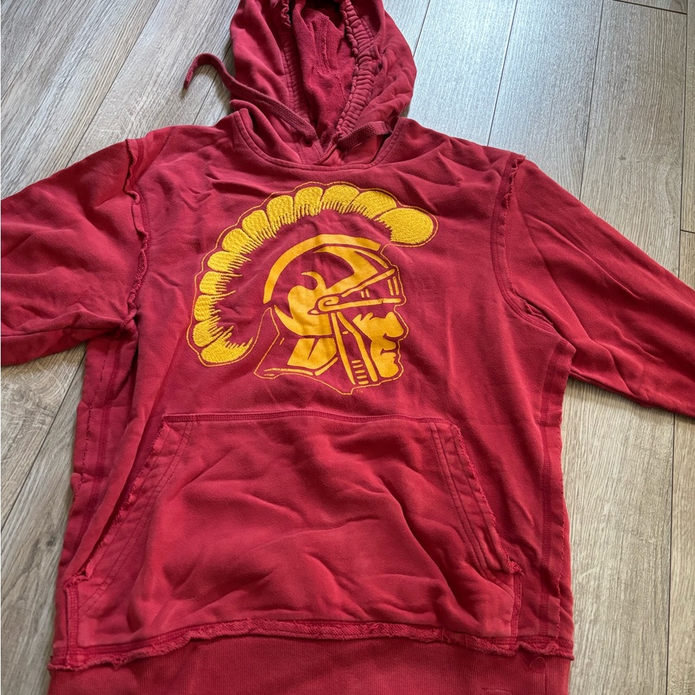 Nike Red Hoodie with Yellow Trojan Graphic